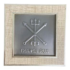 Quadro Orixá Exú Tranca Rua Madeira Carvalho 13 x13 cm