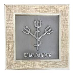 Quadro Dama da Noite Madeira Carvalho e Metal 13 x13 cm