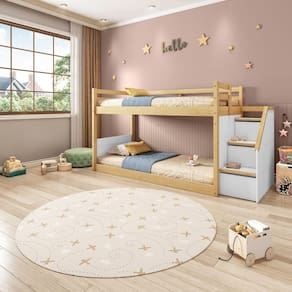 Beliche Infantil Montessoriana com Escada Lateral Garden Casatema Branco/Natural