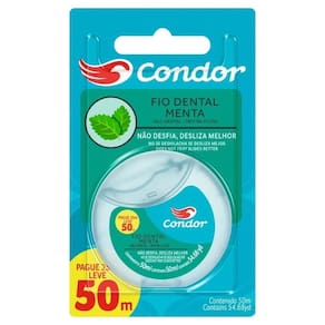 Fio Dental Condor Menta 50m - Embalagem com 6 Unidades