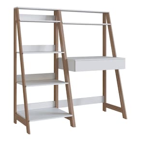 Conjunto Escrivaninha e Estante Para Escritório B94 Branco Montana NOVAM