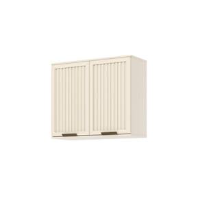 Armário Aéreo 2 Portas Ripado 80cm Aurora Espresso Móveis Off White