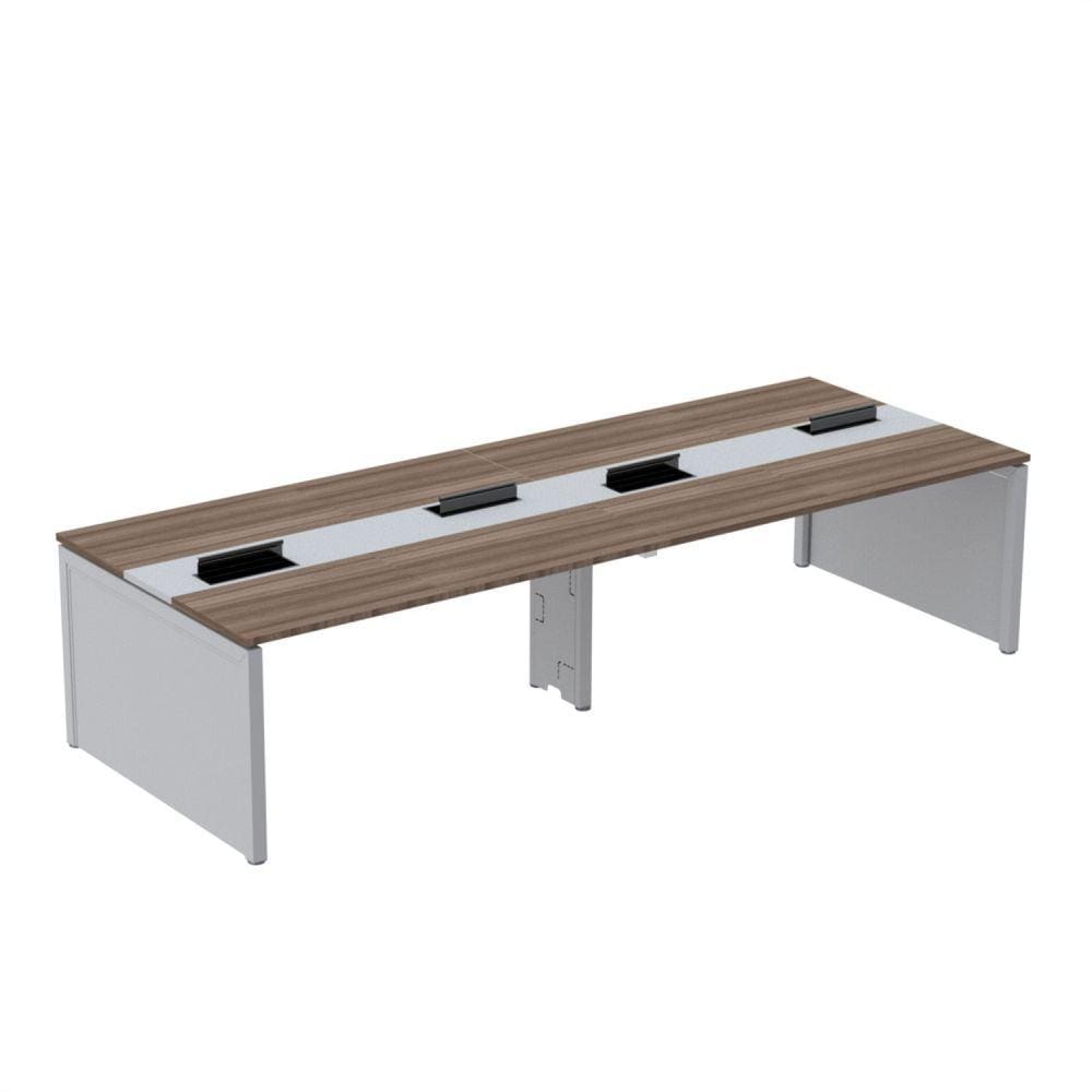 Mesa de Plataforma Dupla para 4 Pessoas Corporativa 160x140/4p Walnut/Cinza