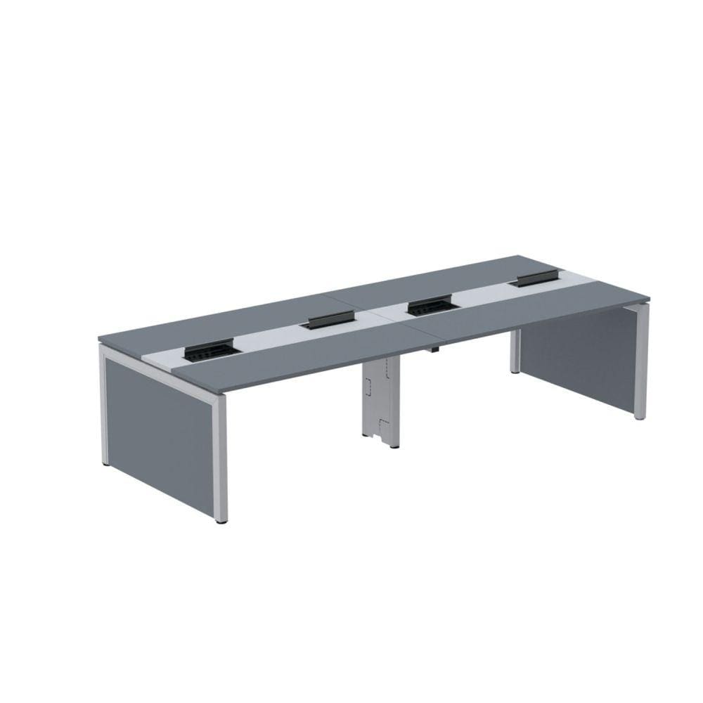 Mesa de Plataforma Dupla para 4 Pessoas Corporativa 150x140/4p Grafito/Cinza