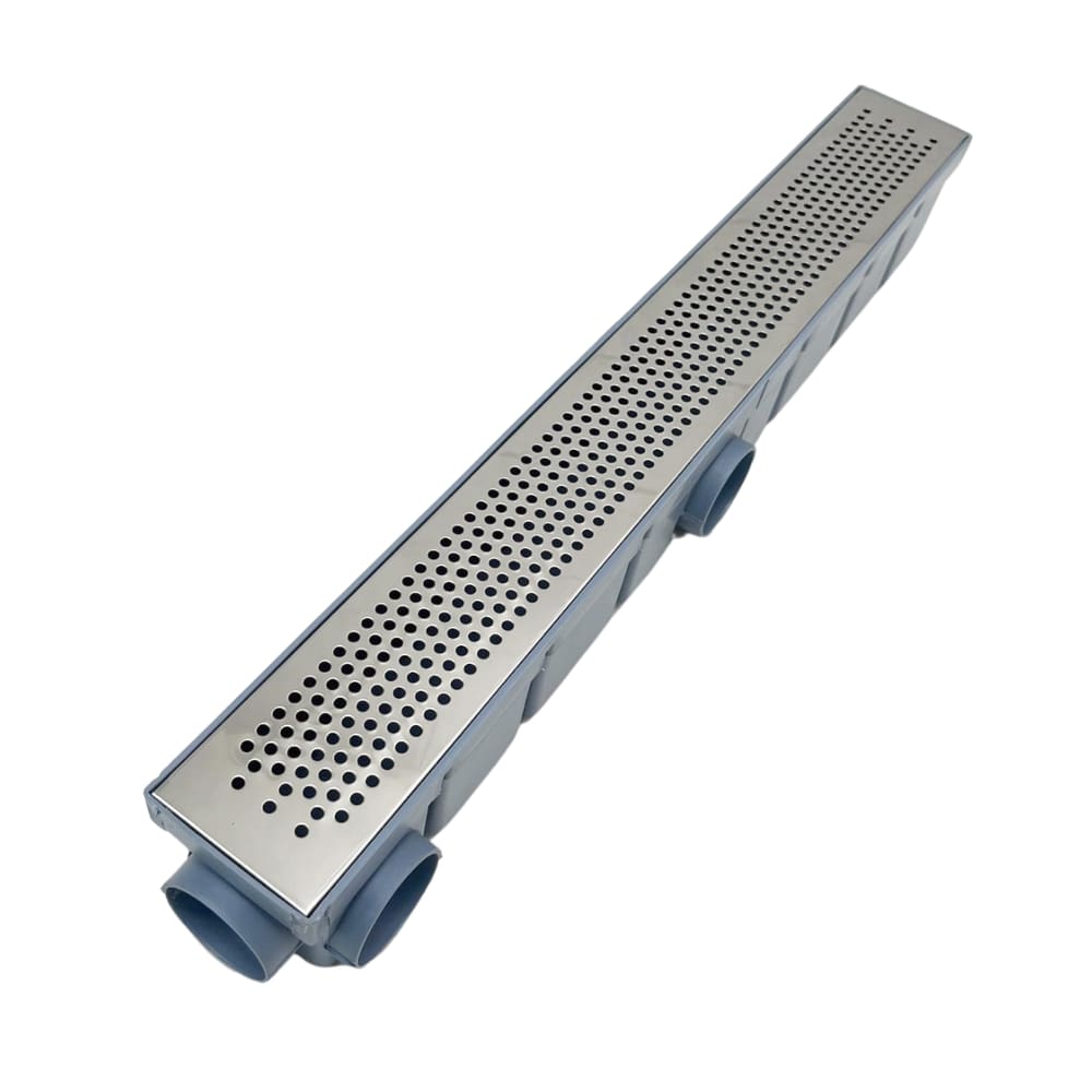Ralo Linear Quintal Varanda 6x50 Bolinha Cocho Cinza