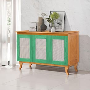 Buffet Aparador Tela 3p Madeira Maciça Deltan - Verde / Imbuia