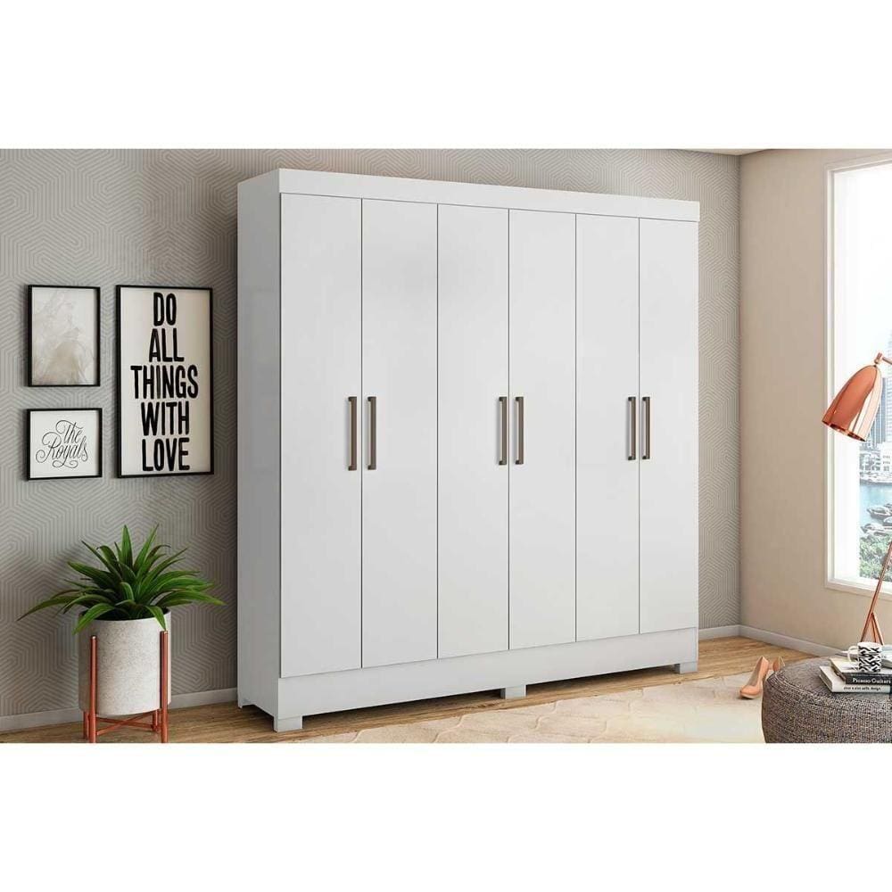 Guarda Roupa 6 Portas E 3 Gavetas Prático Branco - Demóbile