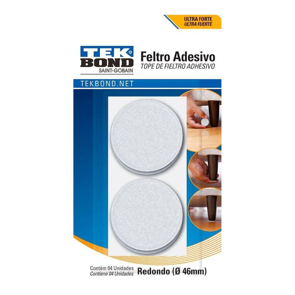 Feltro Redondo 46mm Branco Cartela 4 Unidades Tekbond