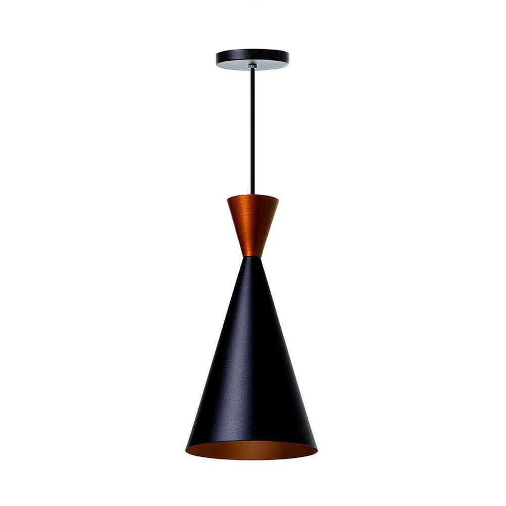 Lustre Pendente Canadá Alumínio Preto E Cobre