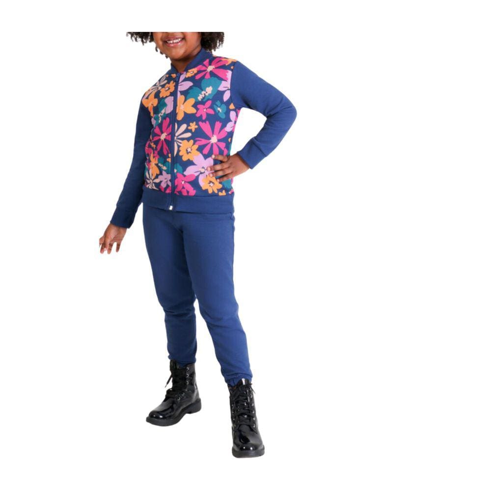 Conjunto moleton Inverno Tink Bink Fem Flor Marinho
