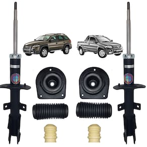 02 Amortecedor Esquerdo+Direito Kayaba Dianteiro+Kit Batente Fiat Strada Adventure Locker 2010 A 2020