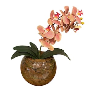 Arranjo de Orquídea Rosa Centro de Mesa no Vaso Transparente