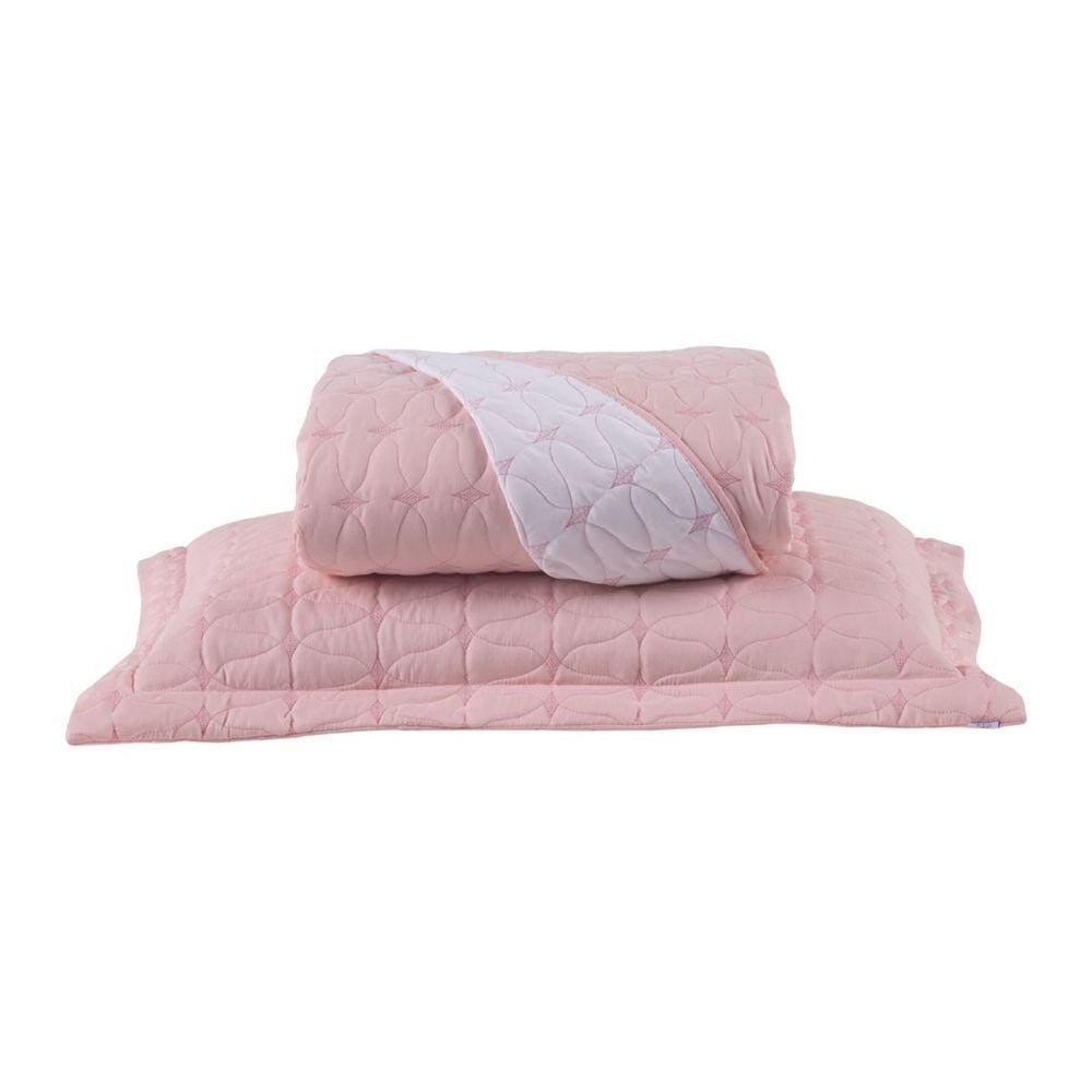 Cobre Leito Solteiro Cristal Percal 200 Fios Bordado 2 Peças - Rose