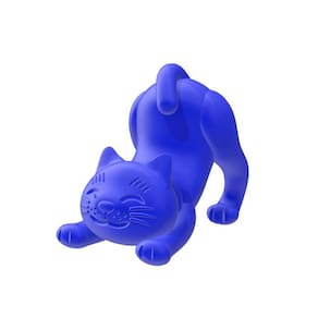 Gato Da Sorte Espreguiçando Pet - Azul