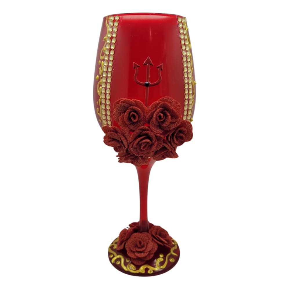Taça Luxo Altar Pomba Gira Rosas Vermelhas  490ml em Vidro