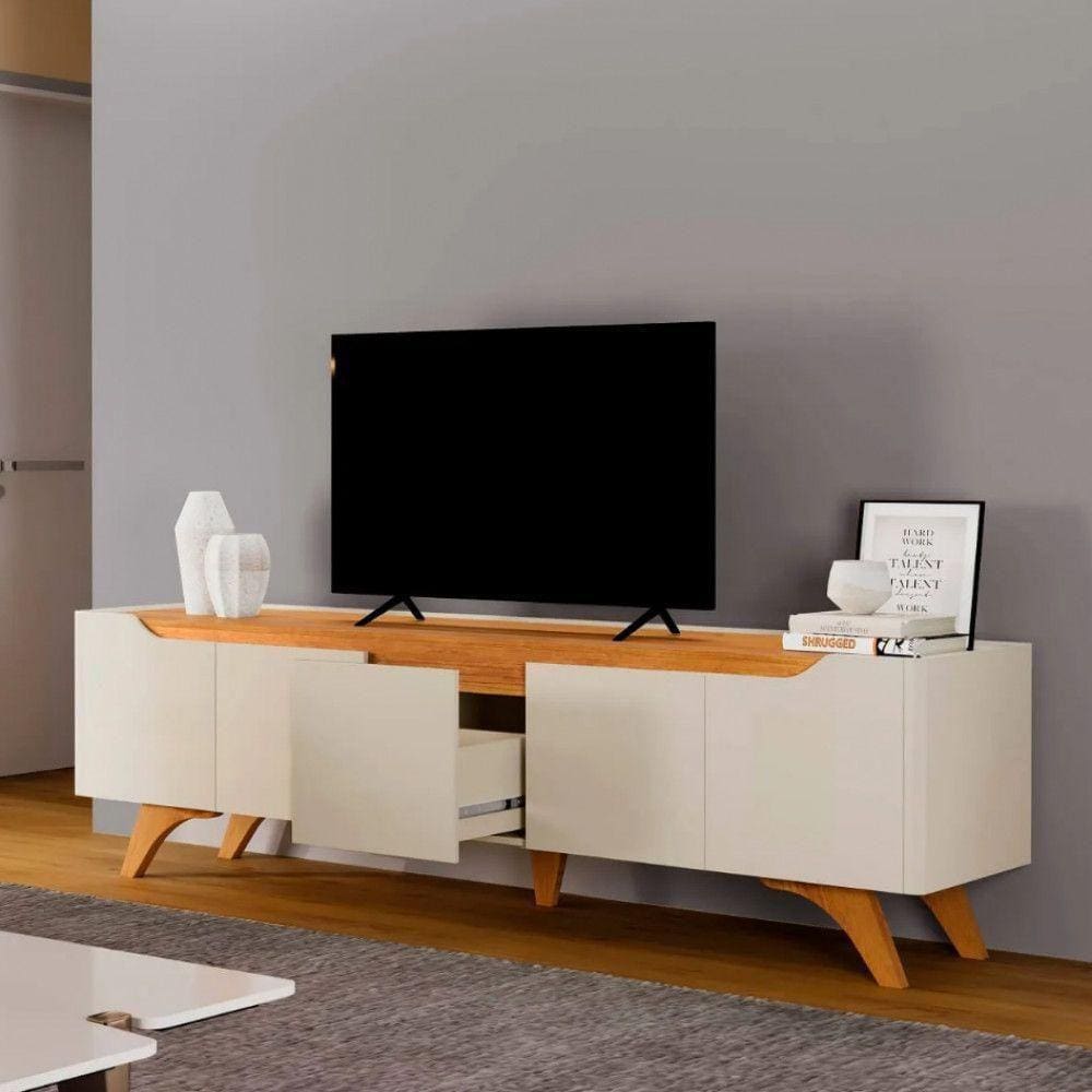 Rack Atenas Para Tv Até 75 Polegadas 4 Portas 1 Gav Mavaular Off White - Naturalle