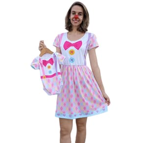 Vestido e Body de Bebê Tal Mãe Tal Filha Estampa Palhacinha