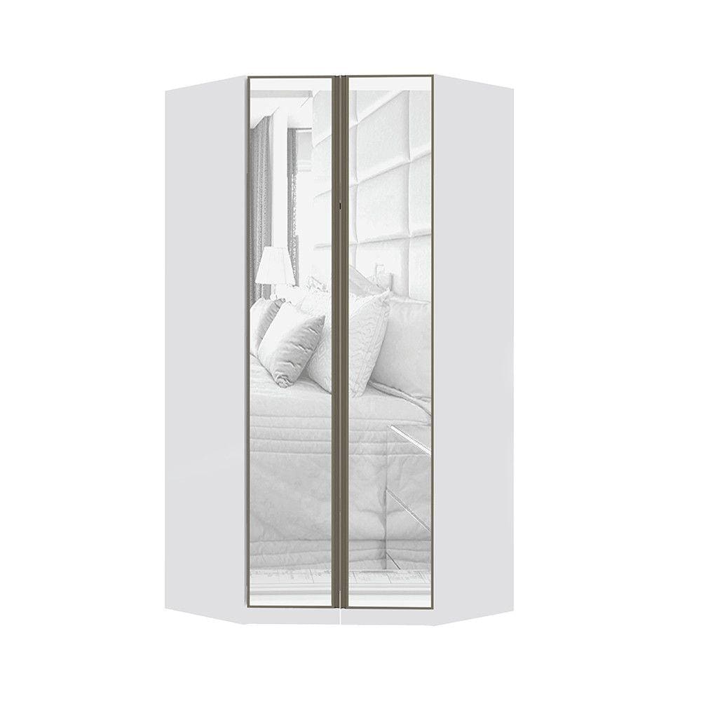 Guarda Roupa Modulado Canto Closet 2 Portas 7 Prateleiras 111,9cm com Espelho Prime Luciane Móveis