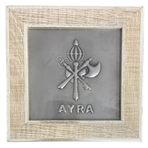 Quadro Xangô Ayra Orixá Madeira Carvalho e Metal 13 x13 cm