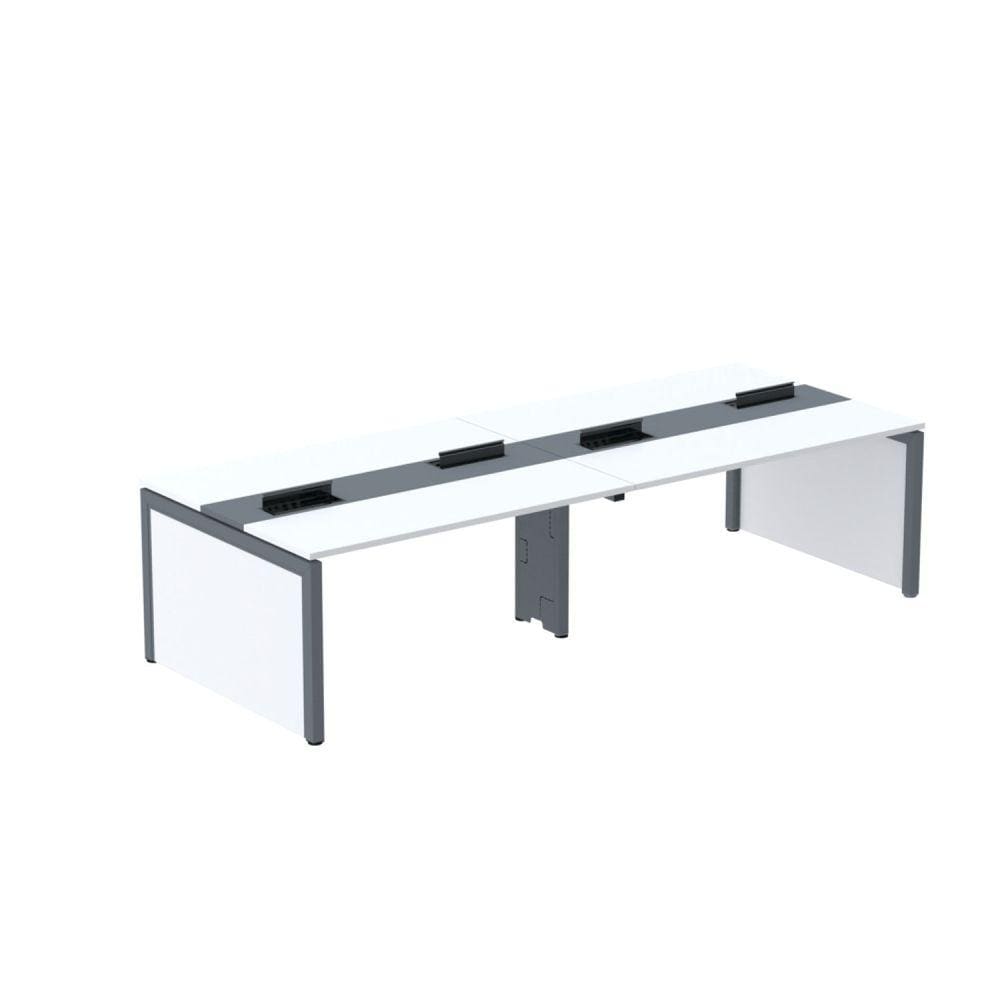 Mesa de Plataforma Dupla para 4 Pessoas Corporativa 160x140/4p Grafito/Branco
