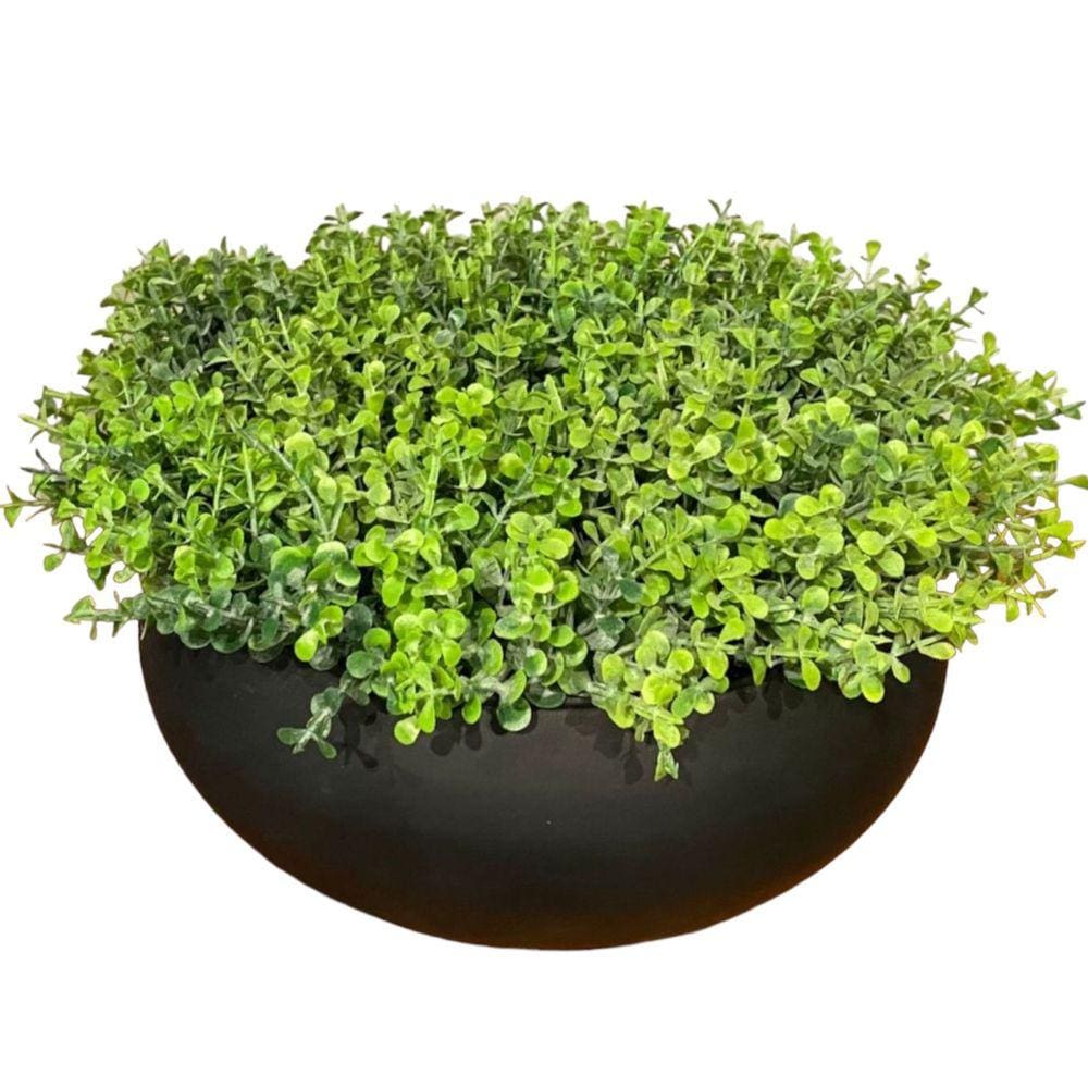 Arranjo Grande Centro de Mesa Vaso Preto com Verdinho