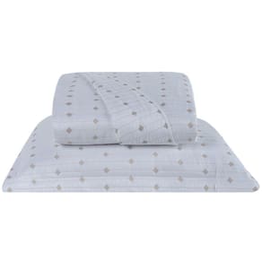 Cobre Leito Solteiro Decor Bordado 200 Fios 2 Peças - Branco
