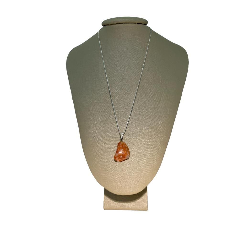 Colar Diamantado Prata 925 Calcita Laranja Polida P. Vecchio
