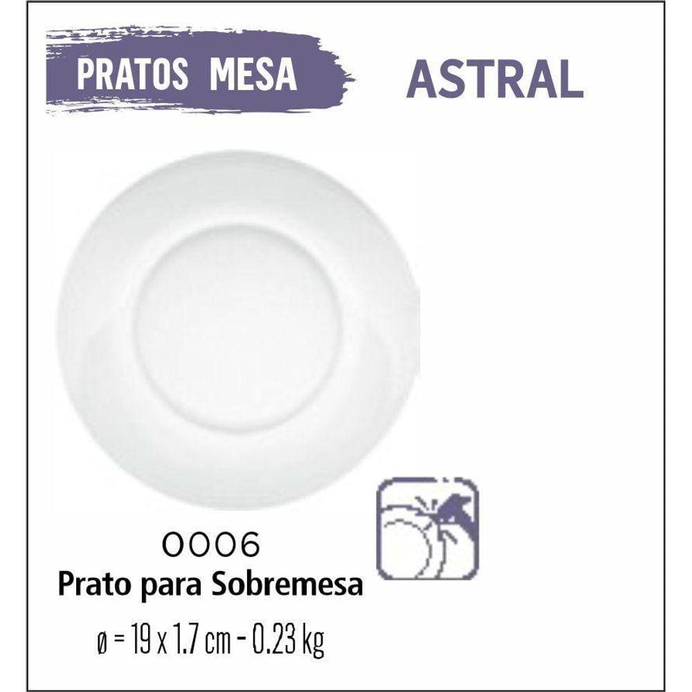Jogo De Prato Astral 04 Pratos Sobremesa -19Cm Vidro