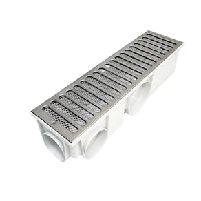 Ralo Linear Quintal 15x50 Inox com Tela Coletor Branco
