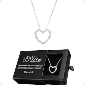 Colar aço feminino + mãe coração strass pingente caixa moda casual social presente Qualidade Premium