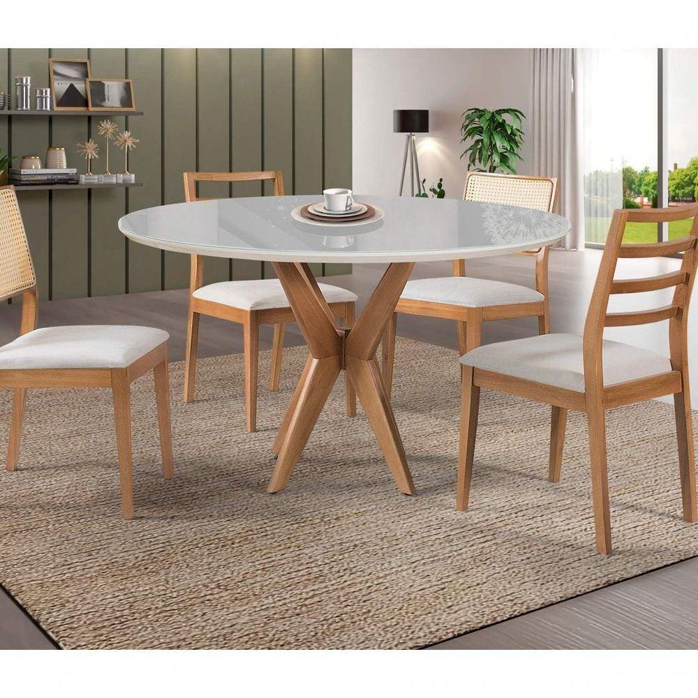 Mesas De Jantar Pandora Cor Off White Diâmetro 90cm
