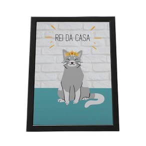 Quadro Com Moldura Rei Da Casa Desenho Gato