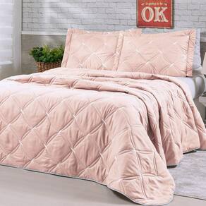 Cobre Leito Queen Unique 200 Fios Bordado 3 Peças - Rose