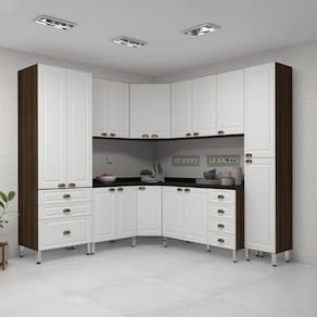 Armário de Cozinha Completa 8 Peças com Tampos Safira Luciane Móveis