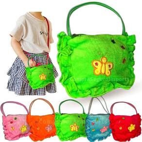 Bolsa Infantil Com Zíper Para Meninas Borboleta - Azul