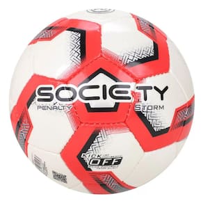 Bola Society Penalty Storm XXIII Costurada Branco e Vermelho