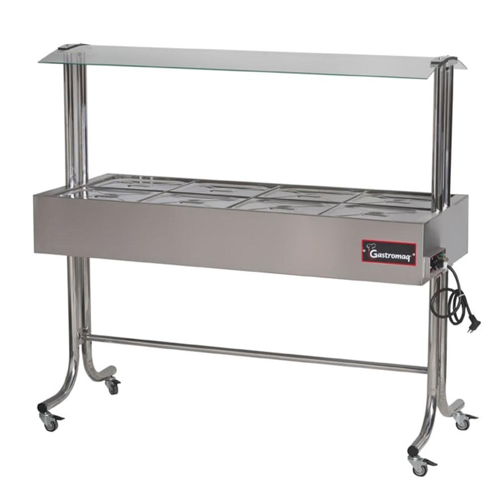 Buffet Aquecido Gastromaq Cromado 8 Cubas Tampa Inox Cobertura Vidro 220V BTE 8 ST G2 CR IV