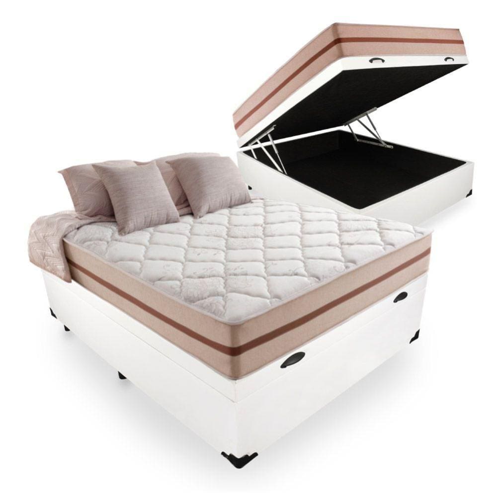 Cama Box Baú Viúva + Colchão de Molas Ensacadas - Anjos - Classic 128cm