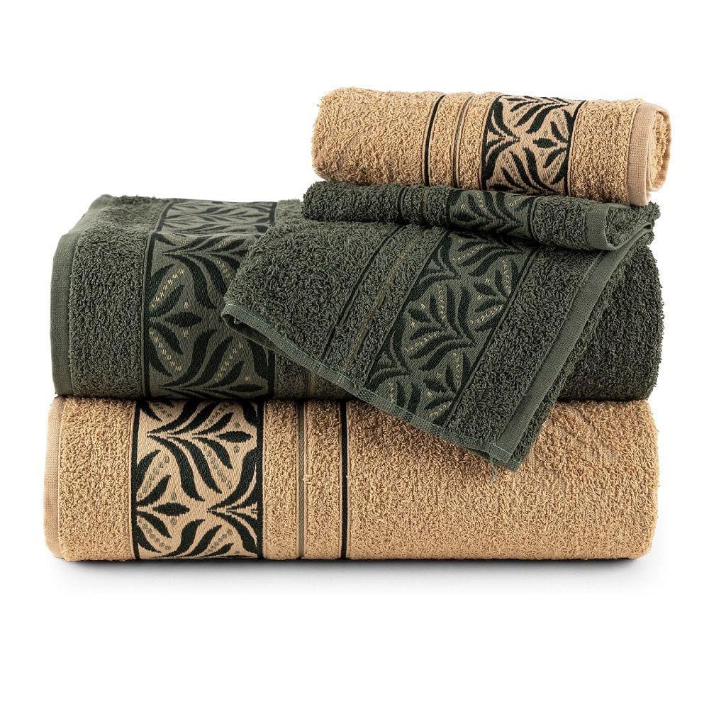 Jogo de Toalha de Banho Sintra 4 peças 100% Alg. Avelã Oliva