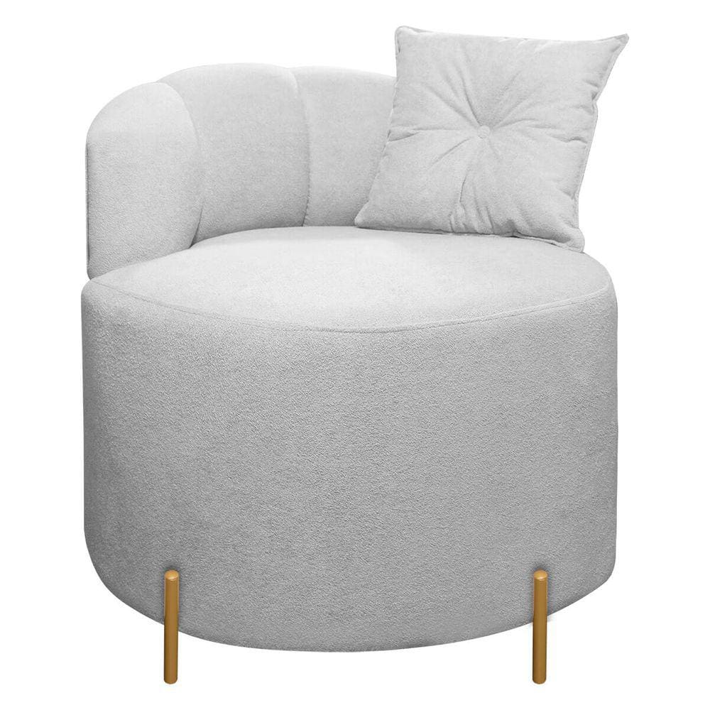 Poltrona Orgânica Grecia Redonda Pés Em Metal Bouclê Cinza SOFA STORE