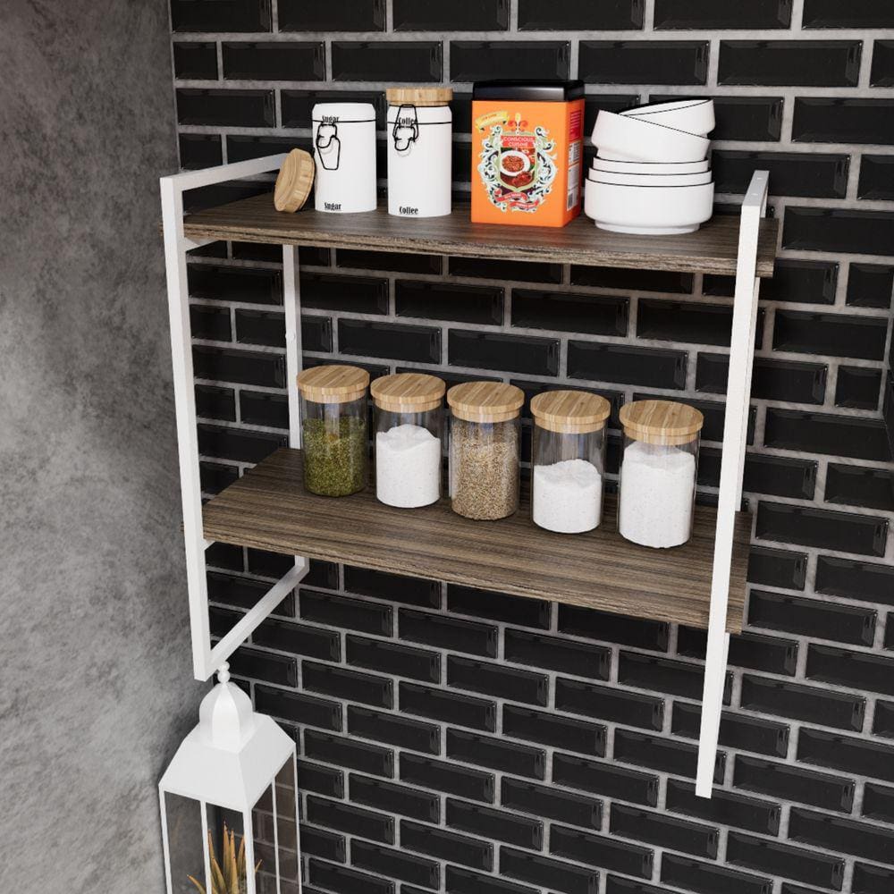 Prateleira Nicho Estilo Industrial Suspensa Teto Parede 60cm Branco
