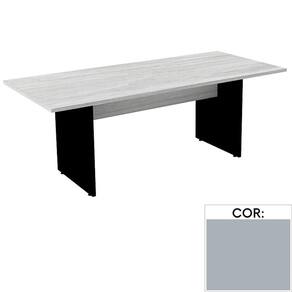 Mesa de Reunião Retangular 200 x 90 cm Pé Painel PE25 em MDP Cinza com Base Cinza