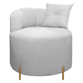 Poltrona Grecia Pés De Metal Conceito Orgânico Bouclê Cinza SOFA STORE