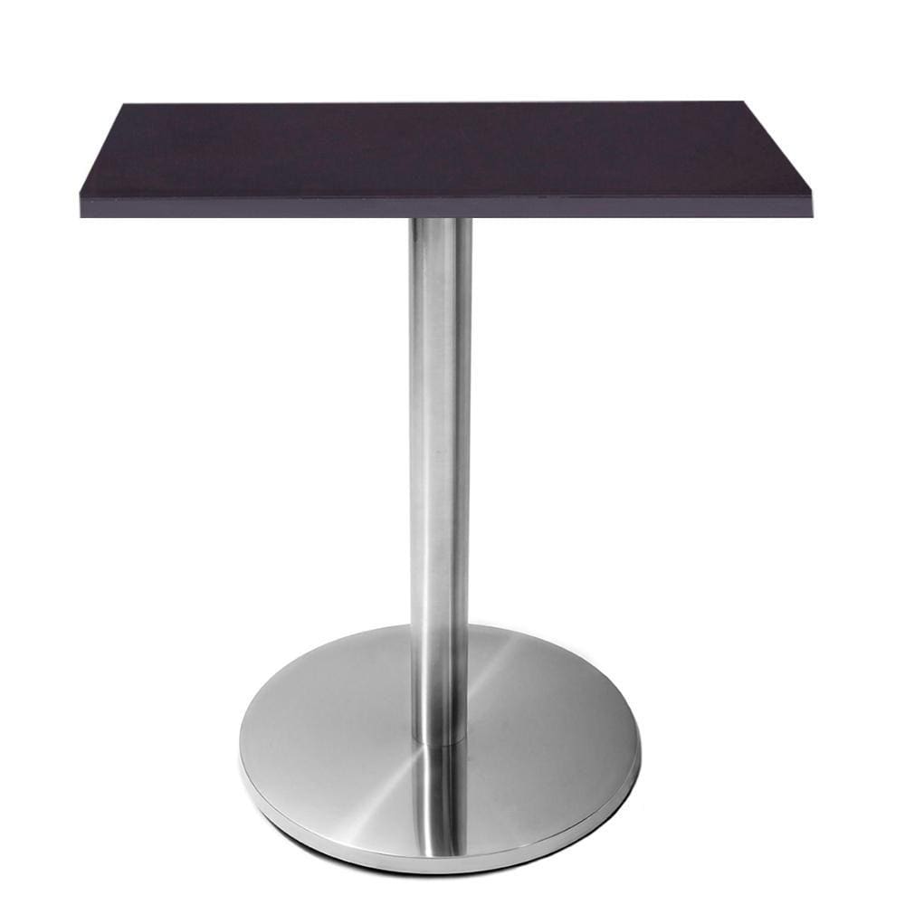 Mesa Beta em Inox 75 cm (Altura) com Disco Redondo com Tampo em MDP Quadrado 70 cm Cor Preto