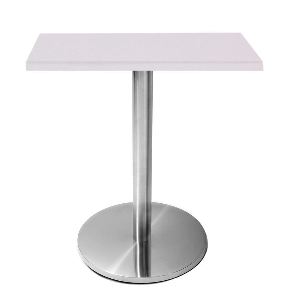 Mesa Beta em Inox 75 cm (Altura) com Disco Redondo com Tampo em MDP Quadrado 80 cm Cor Branco