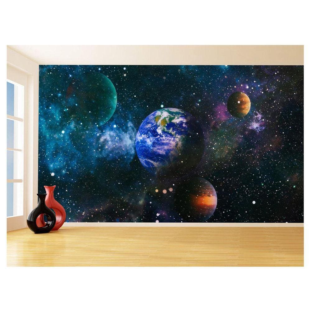 Papel De Parede 3D Espaço Estrelas Planetas 3,5M Nsp169