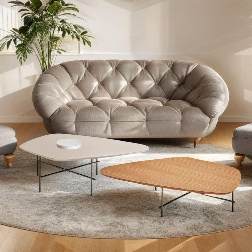 Conjunto Mesa de Centro Formato Orgânico Capri Off White / Mel