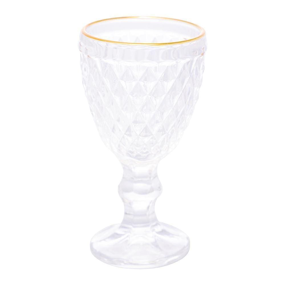 Taça Licor Lyor Bico De Abacaxi Vidro Com Fio De Ouro 50Ml