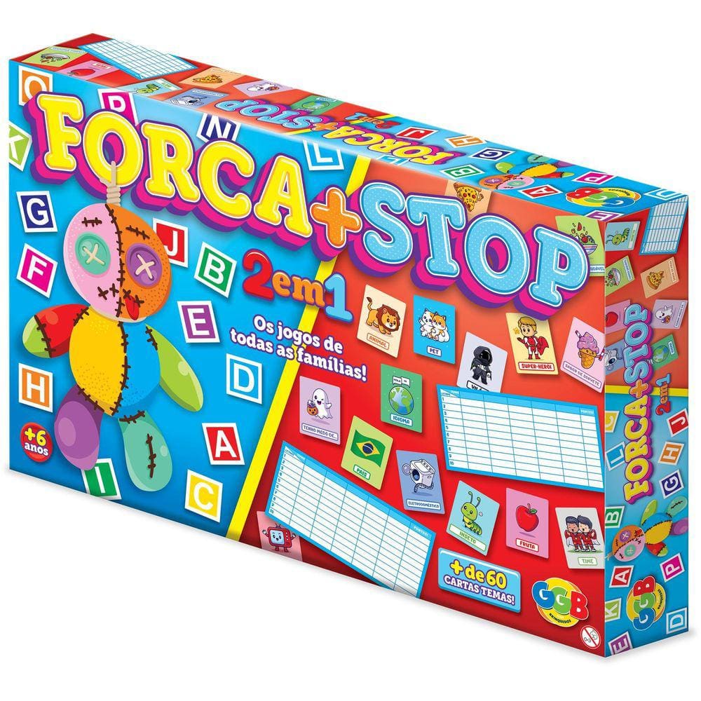 Jogo Tabuleiro Stop E Forca 2 Em 1 Jogo Da Familia