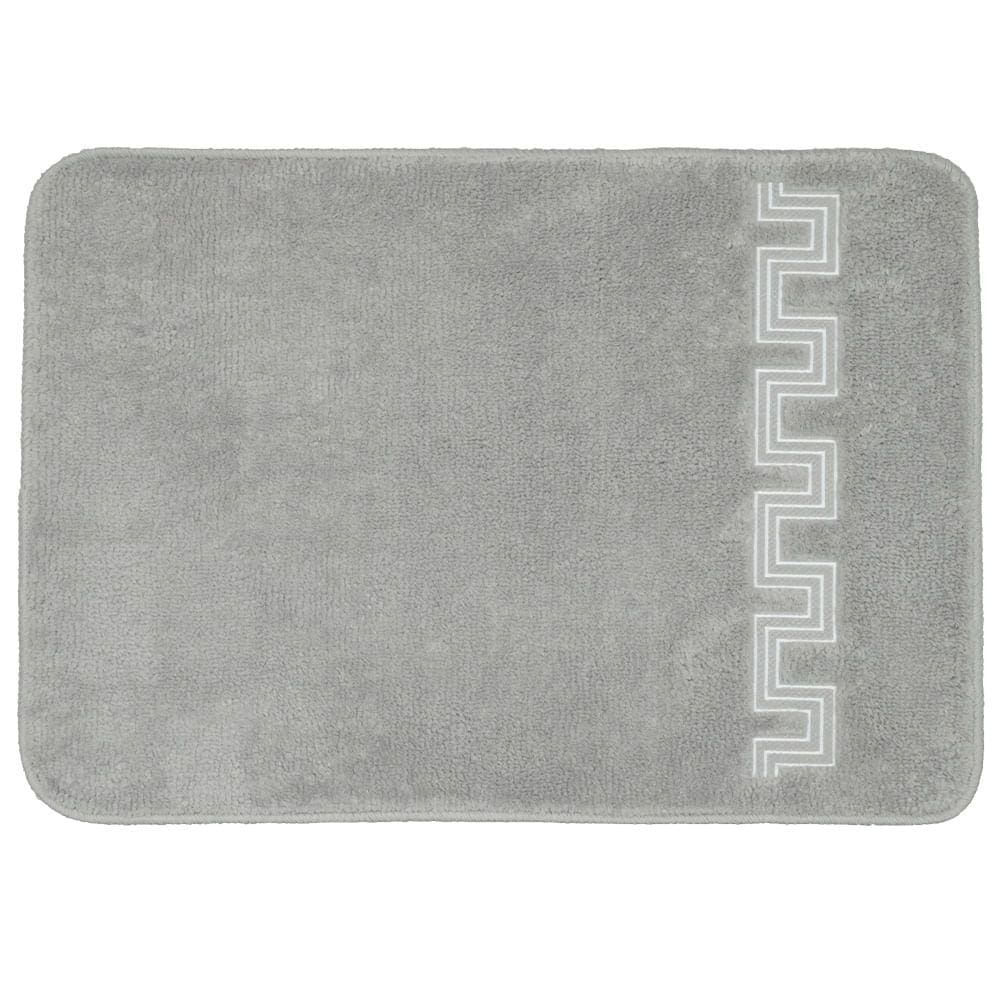 Tapete de Banheiro Poliester Base Antiderrapante Vizapi Greco 50x70cm Silver